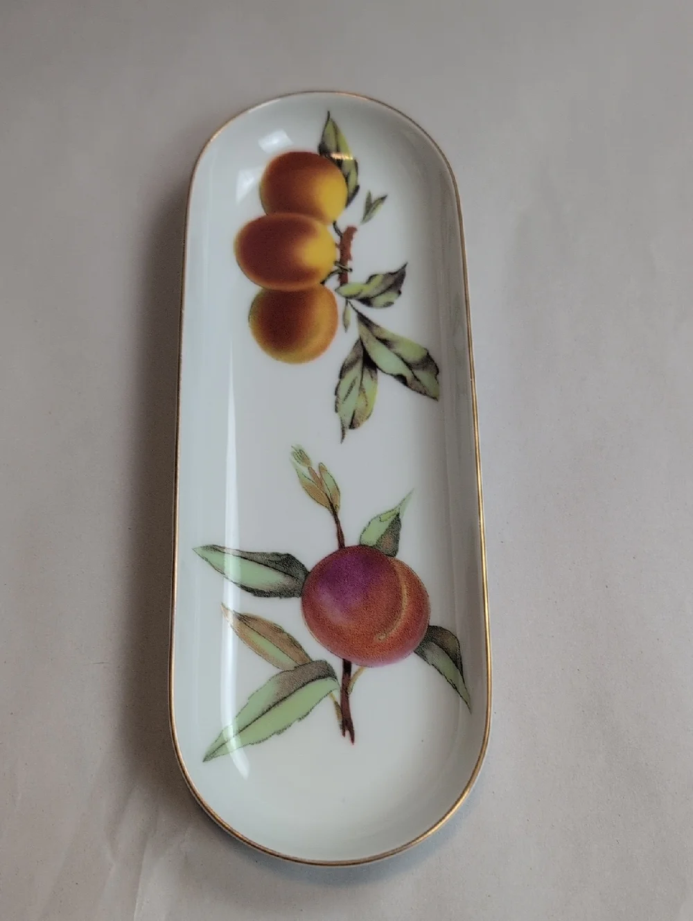 Vintage Royal Worcester Evesham Gold Fine Porcelain Mint Tray Apricot Design